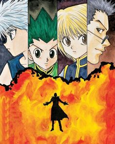 an image of anime characters in front of fire