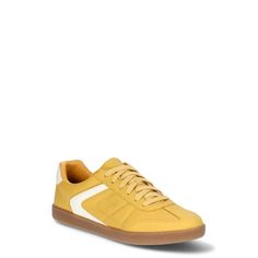 Casual, everyday cool is one step away with these Sport Sneakers from No Boundaries. A low-top sneaker with flat laces completes and elevates any casual look. The best part? Expect all day comfort with memory foam underfoot. Only at Walmart. Size: 9.5.  Color: Yellow.  Gender: male.  Age Group: adult. Casual Dress Shoes, Sport Sneakers, Low Sneakers, Shoe Style, Top Sneakers, Memory Foam, Casual Looks, Clothing And Shoes, Shoes Mens