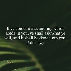 a green leaf with the words if ye abide me, and my words abide in you, ye shall ask what we will