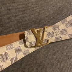 Pre-Owned Louis Vuitton Belt. Original Price: $620 Belt Is Unisex Item Is In Great Condition. Normal Wear. 3 Additional Holes On The Belt Were Created (One Towards The Front Of The Belt, And 2 Towards The End). Some Scratching On The Lv Sign With Normal Wear. Please See Pictures For Details. Louis Belt, Louis Vuitton White, Pre Owned Louis Vuitton, Louis Vuitton Belt, Louis Vuitton Accessories, White Belt, Christmas Wishlist, Belts, The End