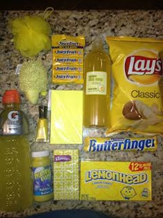 the contents of a lunch box are laid out on the counter, ready to be eaten