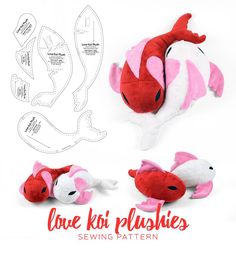 the sewing pattern shows how to make a stuffed fish