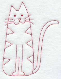 a drawing of a cat with red lines on it