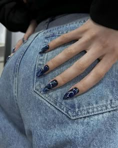 #nail #nailart Nails Yellow, Goth Nails, Grunge Nails, Blue Nail Art, Dark Nails, Black Nail, Classy Nails, Fire Nails, Funky Nails