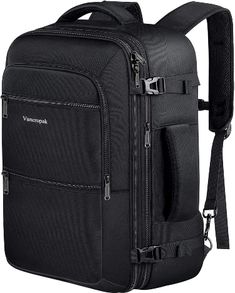 the backpack is black and has two zippers on one side, and an external compartment for