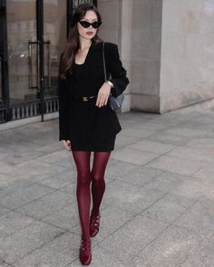 • Burgundy Feline Twilight Waltz • 📷 @kat_chojnacka . . . #frenchvibes #frenchgirlstyle #lavieparisienne #vieparisienne #onparledemode… | Instagram Burgundy Stockings Outfits, Red Stockings Outfit, Stockings Outfits, Red Shoes Outfit, Burgundy Tights, Modest Girly Outfits, December Outfits, Shoe Room, Inheritance Games