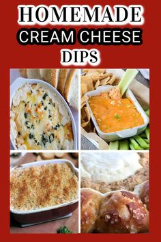 homemade cream cheese dips collage with text overlay that says homemade cream cheese dips