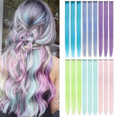 PRICES MAY VARY. 🌈【Colored Hair Extensions Materia】Made of heat-resistant synthetic fibers, no knots, no static electricity, no odor, double-row car line process, neat alignment, strong and firm, the amount of hair is not easy to lose, with a soft texture such as the real hair version. 🌈【Easy to use】Clip-on straight hair extensions, each with a separate clip. easy to wear, a firm fit, invisible and non-marking, with it you can jump at will, do not worry about falling off.No chemical treatment, Rainbow Hair Extensions, Colored Hair Extensions, Hair Tinsel, Straight Hair Extensions, Hair Streaks, Synthetic Hair Extensions, Colored Hair, Colored Highlights, Rainbow Hair