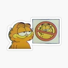 the simpsons sticker is next to a no garfield sign