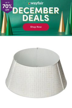 a white paper lamp shade with gold cones on the bottom and an advertisement for wayfair