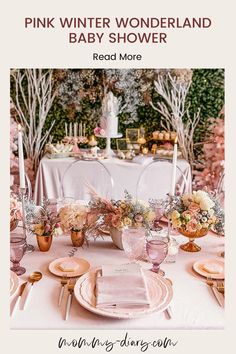 a pink winter wonderland baby shower is featured in the magazine