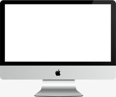 an apple computer monitor with a white screen and silver frame on the bottom, side view