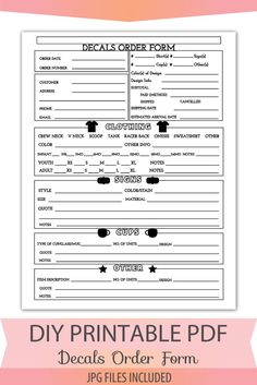 the printable order form is shown in black and white, with an orange background