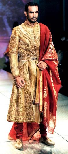 Gold Sherwani, Hindu Clothing, भारतीय इतिहास, Darkness Falls, Indian Men Fashion, Wedding Sherwani, Indian Man