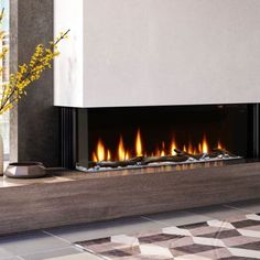 a modern fireplace in a living room