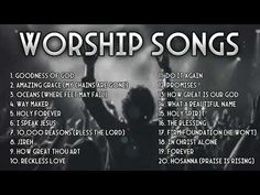 the words worship songs written in front of a black and white photo