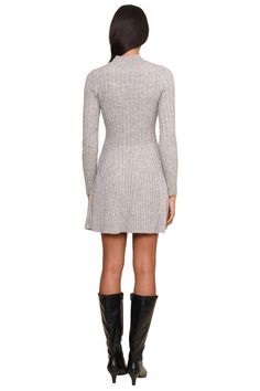 The Adi Dress is our effortless, throw-on-and-go sweater dress. It has a mock neck and slim fitting sleeves. But the magic is in the skirt, the rib is knit into godets to create a cute flounce at the sweep. Perfect with knee high boots. Fall Knits, Business Chic, Slim Sweater, Jumpsuit Jacket, Knitting Accessories, Dress Romper, Hat Hairstyles, Dresses Xs, Jacket Tops