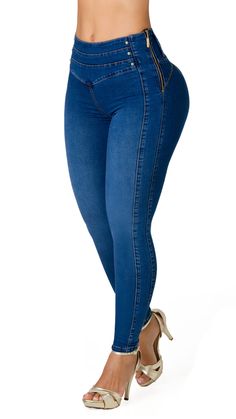 Jean levanta cola skinny secret love 21374PAP-N - Azul Medio Denim Jeans Outfit, Skirt Shapewear, Lace Jeans, Outfits Con Jeans, Jeans Outfit Casual, Denim Chic, Shoes For Leggings, Secret Love, Jeans Outfit