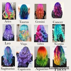 Zodiac Hair Styles, Sagittarius Hair Color, Disney Princess Zodiac Signs, Blue Formal Dresses, Zodiac Signs Animals