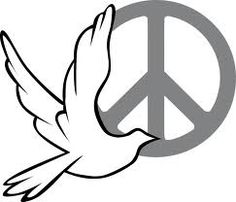 a peace sign with a dove flying in the air