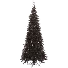 a tall black christmas tree on a white background