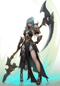 Stylized Character Proportions, Scythe Character Design, Weaponsmith Character Design, Spellcaster Pose, Scythe Character, Scene Design, Fantasy Armor