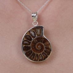 Ammonite Fossil Pendant, 925 Sterling Silver Pendant, Fossil Gemstone Pendant, Statement Pendant, Boho Necklace, Handmade Jewelry Necklace Gemstone Name - Ammonite  Stone Quality - AAA  Pendant Size - Length - 5.2 cm, Width - 3.2 cm  Weight - 13.51 gm  Stone Shape - As shown in the picture The Height of the pendant including the loop is 5.2 cm  18 inch Chain - The total length of the chain is 18 inch including a 2-inch adjustable chain. So you can adjust the chain from 16 inches to 18 inches. You adjust the chain by placing the lock on the adjustable chain as per your requirement. The motive of adding a 2 inch adjustable is to give our buyers an option to flaunt with different pendants in different ways. Chain Weight - 3 grams  The Pendant and the chain are stamped 925 which shows that the Wire Wrapped Ammonite, Wire Wrapped Ammonite Fossil, Ammonite Crystal, Ammonite Pendant, Fossil Jewelry, Ammonite Fossil, Handmade Jewelry Necklace, Necklace Gemstone, Statement Pendant