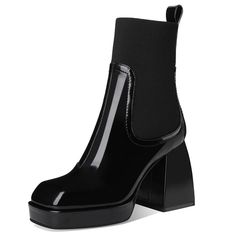 These Lucy Women's Chelsea Boots by USS Shoes, are perfect for any spring or autumn look. These boots are made with genuine leather and a square-toe shape, providing durability and comfort. With a 6" shaft height and 5" square heel, you'll be ready to take on the day (or night) in style. (Size true to fit.) • Type: Chelsea Boots• Shaft Material: Genuine Leather• Season: Spring/Autumn• Toe Shape: Square Toe• Sole Material: Rubber• Closure Type: Elastic Band• Fit: Fits true to size, take your norm Leather Chelsea Boots Women, Heel Chelsea Boots, Botas Chelsea, Skirt And Sneakers, Chelsea Boots Women, Leather Short, Mens Boots Fashion, Black Chelsea Boots, Formal Shoes For Men