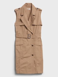 Trench Dress | Banana Republic A Line Mini Dress, Trench Vest, Linen Sheath Dress, Knit Summer Dress, Sleeveless Trench, Duster Cardigan Sweater, Trench Dress, Balloon Sleeve Dress, Classic Trench Coat