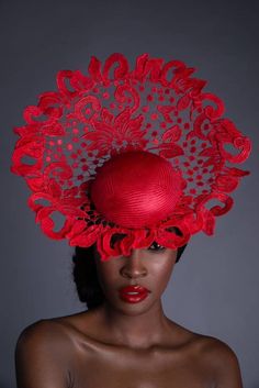 This absolutely gorgeous percher fascinator is made from high quality stiffened guipure lace.  It is secured in place using a custom made headband and a hat elastic.  It is ideal for Royal Ascot,  Ladies Day, Weddings,  Wedding Guest, Mother of the bride or groom and Church. This is an absolute showstopper.  It is available to dispatch in 21 days One size fits all.  Thank you for looking ⚘ Elegant Red Wedding Headpiece, Red Structured Crown Headpiece For Wedding, Red Pinched Crown Headpiece, Elegant Lace Party Headpieces, Elegant Lace Headpieces For Party, Elegant Red Headpiece For Formal Occasions, Lace Fascinator, Fascinator Hats Outfit, Fascinator Hats Diy