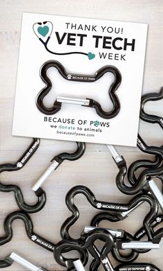 dog bone magnets with thank you vet tech week card