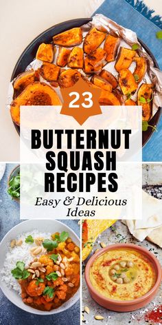 the cover of 23 butternut squash recipes