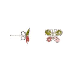 Butterfly earrings made of enamel and quality sterling silver offer instant style. Fire Mountain Gems, Fire Mountain Gems And Beads, Butterfly Earrings, Green And Pink, Fairy Grunge, Earring Gifts, Piercings, One Day, Gems