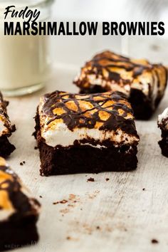 there are brownies with marshmallows on them