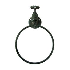 an old fashioned metal towel ring on a white background