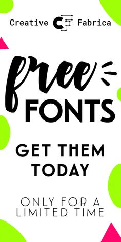 the text free font to get them today only for a limited time on white and green polka dot background