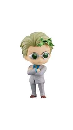 a figurine that is wearing glasses and a bow tie