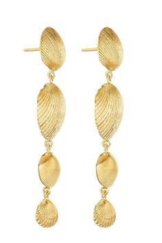 Cadar shell drop earrings in yellow gold. 18K Yellow Gold Elegant Yellow Gold Shell Jewelry, Elegant Shell-shaped Gold Plated Earrings, Elegant Gold-plated Shell-shaped Earrings, Elegant Gold Shell Earrings, Yellow Gold Shell-shaped Earrings, Yellow Gold Shell-shaped Earrings For Pierced Ears, Elegant Shell-shaped Yellow Gold Earrings, Elegant Yellow Gold Shell Earrings, Gold Outfit