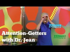 an older woman covering her eyes while standing in front of a colorful background with the words attention - getters with dr jean