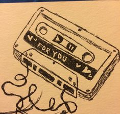 a drawing of a tape recorder with the words i love you written on it