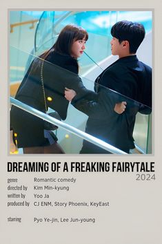 a poster for the upcoming film dreaming of a freaking fairy tale, starring kim min - kyung and lee yong