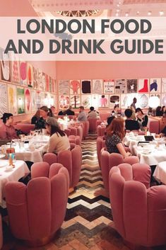 the london food and drink guide is on display in a restaurant with people sitting at tables