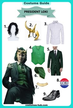 President Loki Costume Loki Laufeyson Outfit, Loki Diy Costume, Loki Costume Female Diy, Loki Costume Female, Loki Outfit Ideas, Halloween Costumes Marvel