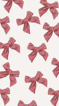 red and white checkered bows on a white background