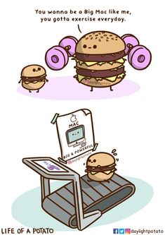 an image of two hamburgers with donuts on them and the caption you wanna't be a big mac like me, you got to exercise every