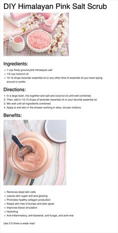 Pink Himalayan Salt Scrub Diy, Pink Salt Body Scrub Diy, Natural Diy Body Scrub, Bath Salt Scrubs Diy Recipes, Bath Salt Packing Ideas, Skin Care Project Ideas, Body Products To Make And Sell, Pink Himalayan Salt Bath Soak, Body Salt Scrub Diy