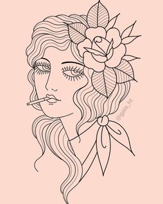 Traditional Woman Face Tattoo, Traditional Tattoo Woman Face, Zodiac Signs Tattoos, Traditional Tattoo Prints, Traditional Tattoo Outline, New Tattoo Styles, Traditional Tattoo Woman, Traditional Heart Tattoos, Snow Tattoo