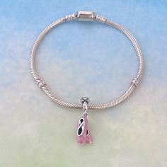 💕Pink Ballerina Shoes Dangle Charm,Ballet Shoes Dangle Charm Dance Charm for Bracelets & Necklaces.  ( Size 2.6*1.0 cm ) 🎁All the charms are brand new and will fit major brands of charm bracelets and bangles including brands such as Pandora and Chamilia.They will also fit 3mm or smaller snake chain European charm bracelets.The hole size is about 4.5mm (0.18 in). 🚚If your order doesn't come within the estimated delivery period,please contact me before leaving a negative review.I will do my bes Ballerina Bracelets, Pink Ballerina Shoes, Small Snakes, Shoes Silver, Pink Ballerina, Ballerina Shoes, Dangle Charms, Bracelet Necklace, Snake Chain