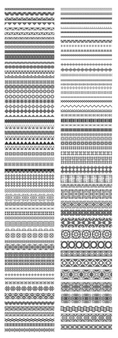 two rows of different patterns in black and white