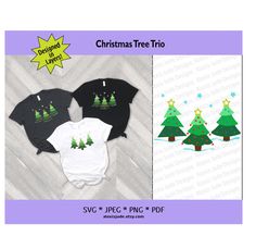 christmas tree trio svg and png cut file